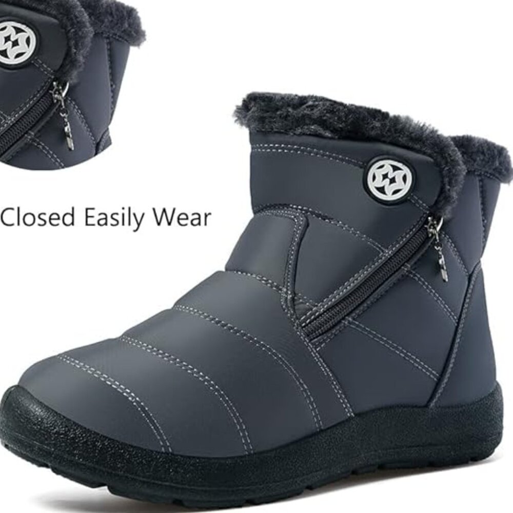 Snow Boots Womens Winter Ankle Boots Ladies Warm Fur Lined Booties - Picture 3 of 11